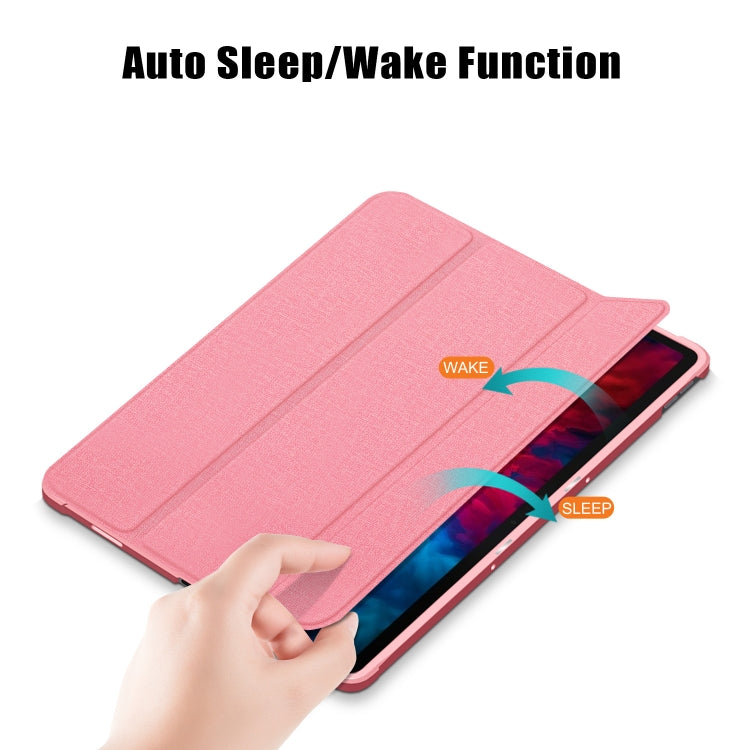 For Lenovo Tab P11 Pro TB-J716F /J706F Cloth Texture PU + TPU Horizontal Flip Leather Case with Three-folding Holder & Wake-up / Sleep Function