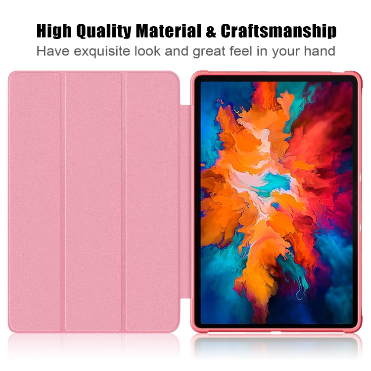 For Lenovo Tab P11 Pro TB-J716F /J706F Cloth Texture PU + TPU Horizontal Flip Leather Case with Three-folding Holder & Wake-up / Sleep Function