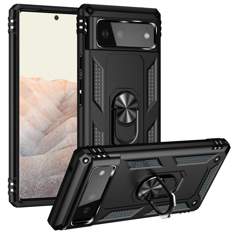 For Google Pixel 6 Shockproof TPU + PC Protective Case with 360 Degree Rotating Holder