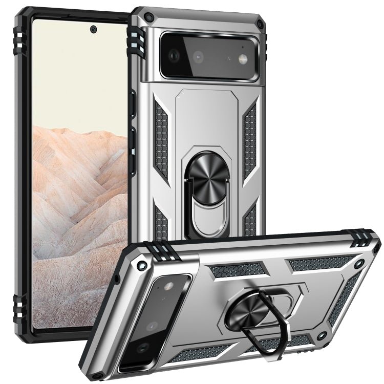 For Google Pixel 6 Shockproof TPU + PC Protective Case with 360 Degree Rotating Holder