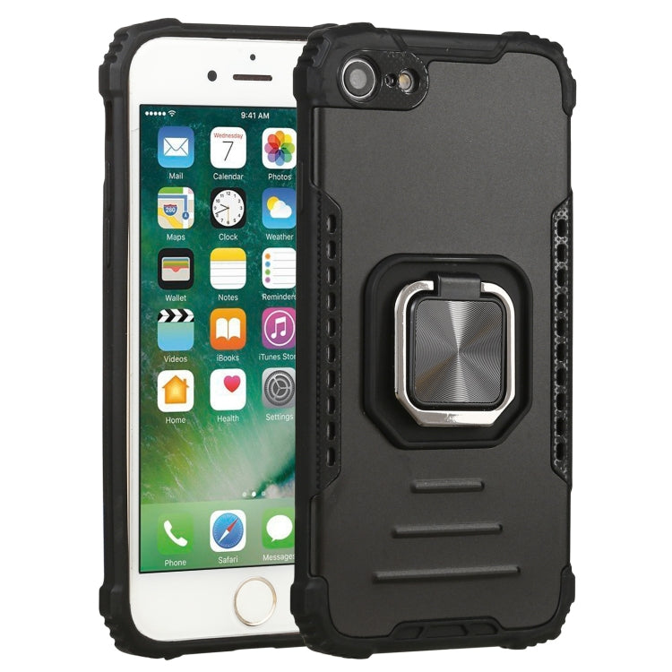 For iPhone SE 2022 / SE 2020 / 8 / 7 Fierce Warrior Series Armor All-inclusive Shockproof Aluminum Alloy + TPU Protective Case with Ring Holder