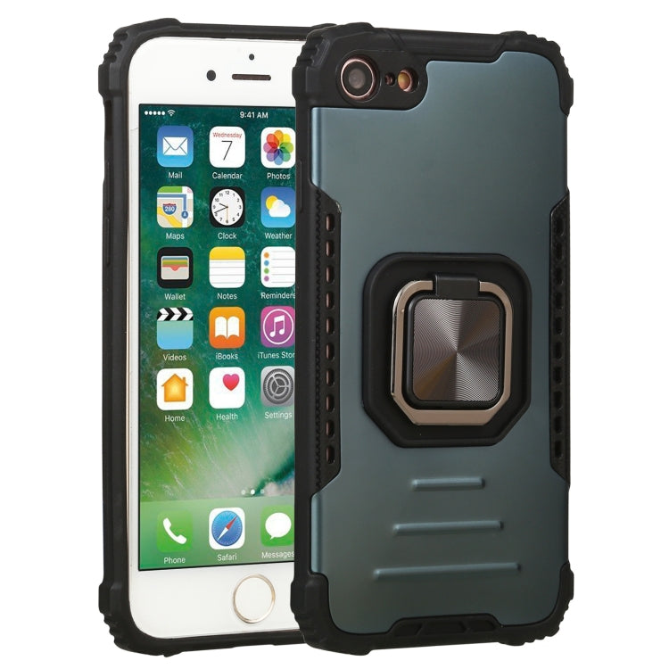 For iPhone SE 2022 / SE 2020 / 8 / 7 Fierce Warrior Series Armor All-inclusive Shockproof Aluminum Alloy + TPU Protective Case with Ring Holder