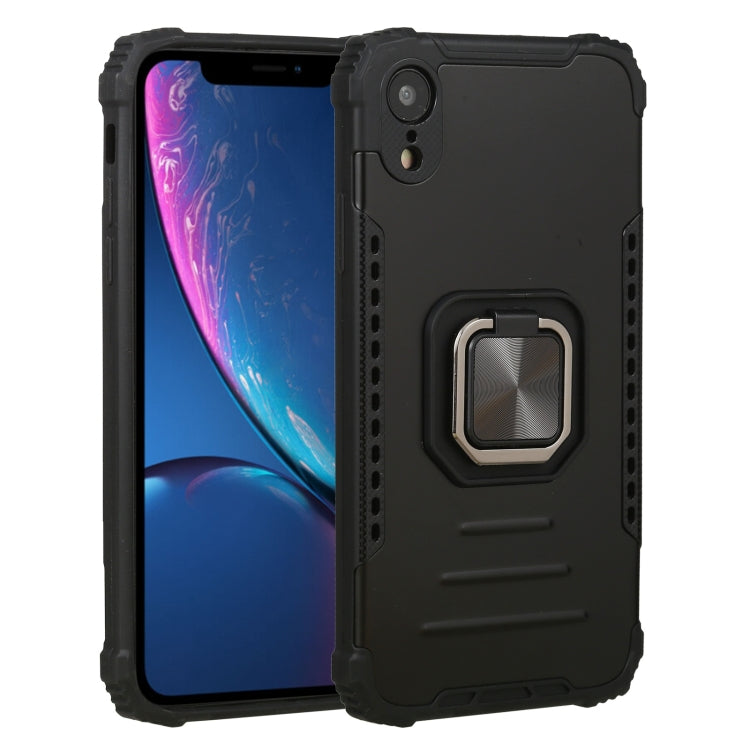 For iPhone XR Fierce Warrior Series Armor All-inclusive Shockproof Aluminum Alloy + TPU Protective Case with Ring Holder