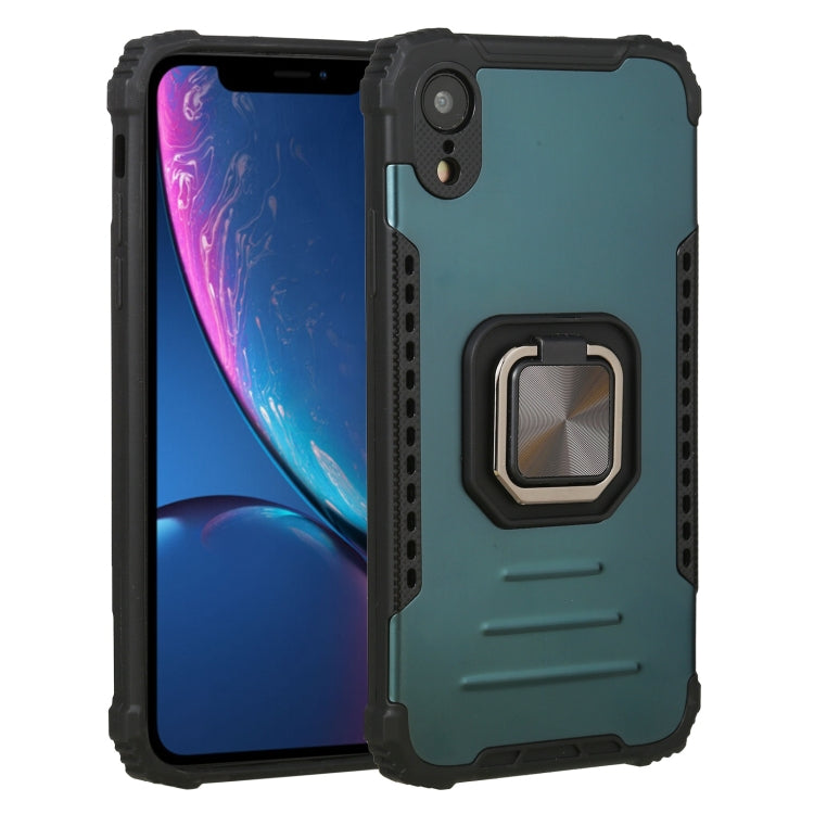 For iPhone XR Fierce Warrior Series Armor All-inclusive Shockproof Aluminum Alloy + TPU Protective Case with Ring Holder