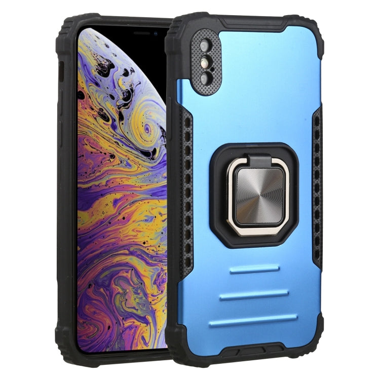 For iPhone X / XS Fierce Warrior Series Armor All-inclusive Shockproof Aluminum Alloy + TPU Protective Case with Ring Holder