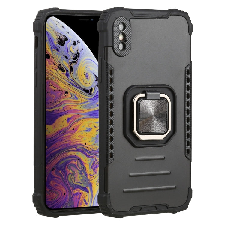 For iPhone X / XS Fierce Warrior Series Armor All-inclusive Shockproof Aluminum Alloy + TPU Protective Case with Ring Holder