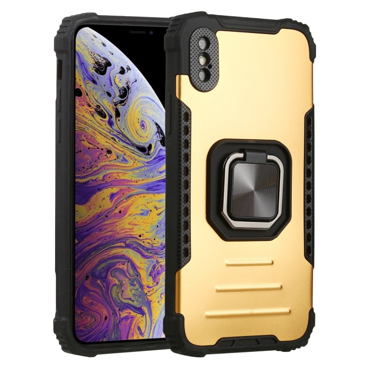 For iPhone X / XS Fierce Warrior Series Armor All-inclusive Shockproof Aluminum Alloy + TPU Protective Case with Ring Holder