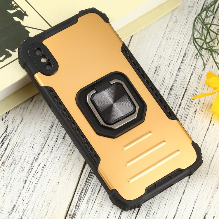 For iPhone X / XS Fierce Warrior Series Armor All-inclusive Shockproof Aluminum Alloy + TPU Protective Case with Ring Holder