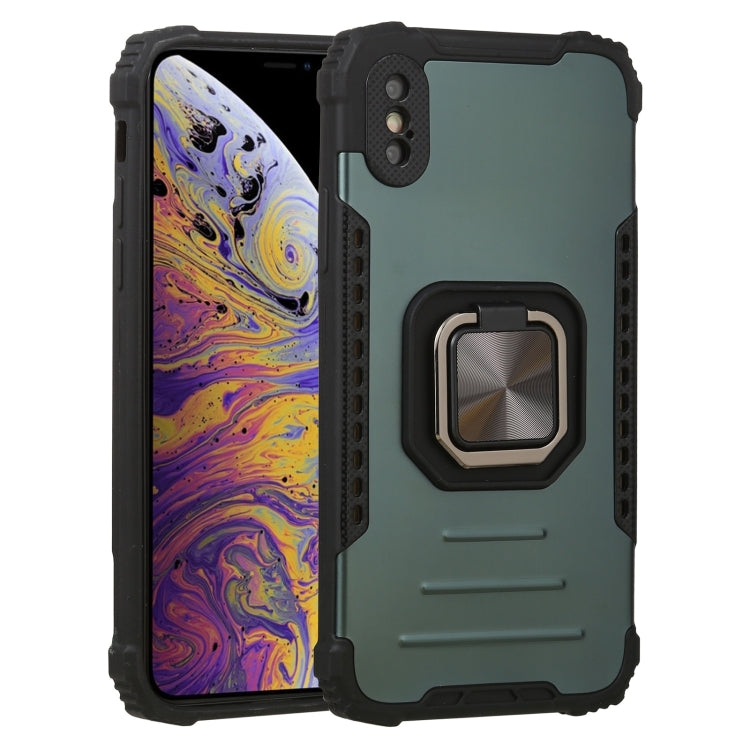 For iPhone X / XS Fierce Warrior Series Armor All-inclusive Shockproof Aluminum Alloy + TPU Protective Case with Ring Holder