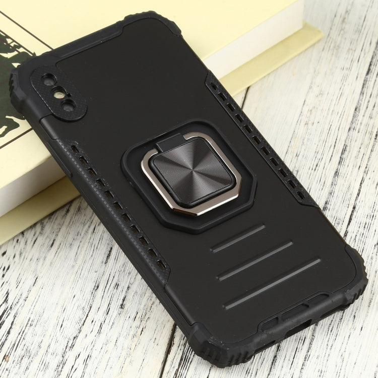 For iPhone XS Max Fierce Warrior Series Armor All-inclusive Shockproof Aluminum Alloy + TPU Protective Case with Ring Holder