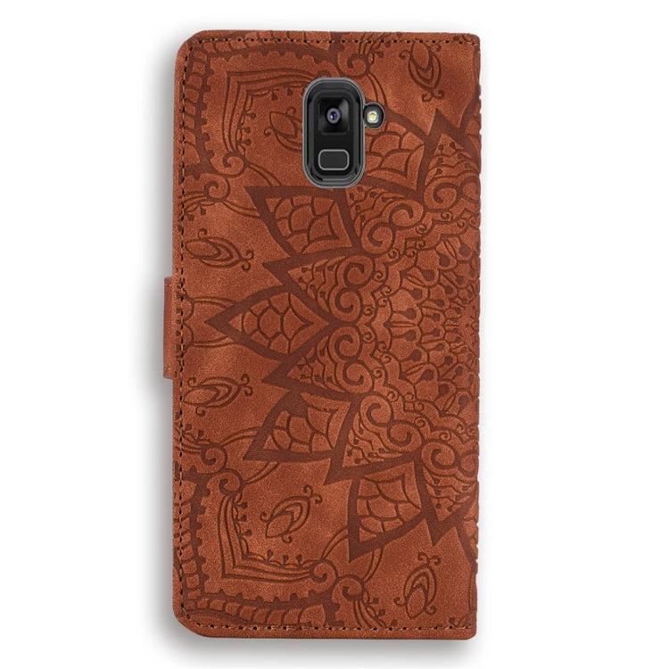For Galaxy A5 (2018) / A8 (2018) Calf Pattern Diamond Mandala Double Folding Design Embossed Leather Case with Wallet & Holder & Card Slots