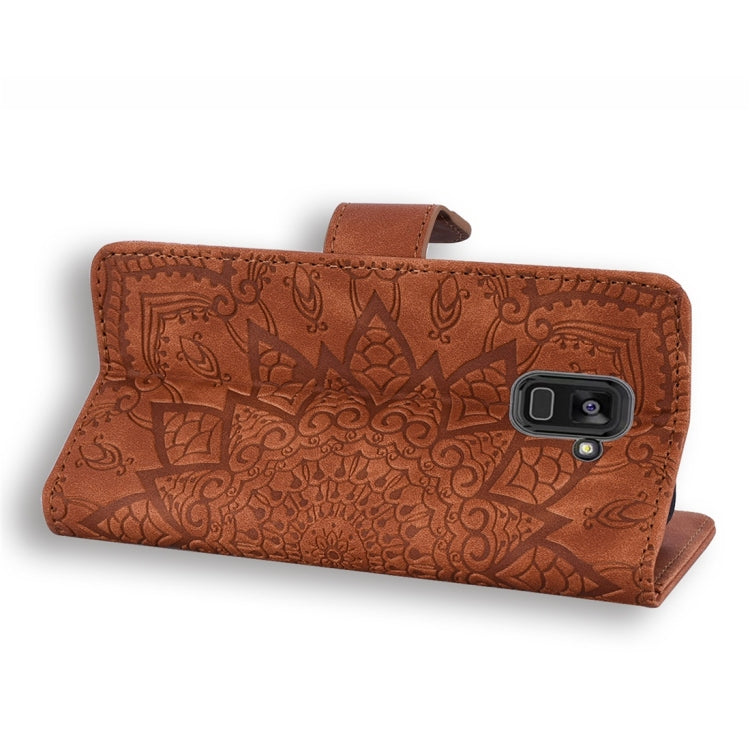For Galaxy A5 (2018) / A8 (2018) Calf Pattern Diamond Mandala Double Folding Design Embossed Leather Case with Wallet & Holder & Card Slots
