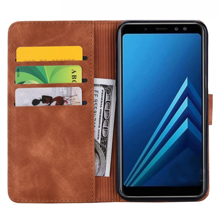 For Galaxy A5 (2018) / A8 (2018) Calf Pattern Diamond Mandala Double Folding Design Embossed Leather Case with Wallet & Holder & Card Slots