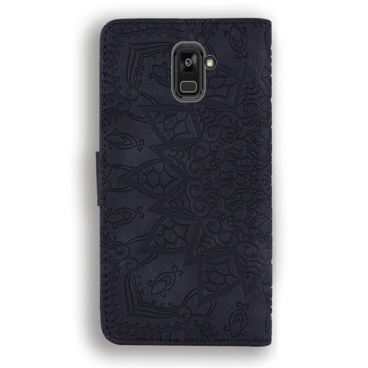 For Galaxy A5 (2018) / A8 (2018) Calf Pattern Diamond Mandala Double Folding Design Embossed Leather Case with Wallet & Holder & Card Slots