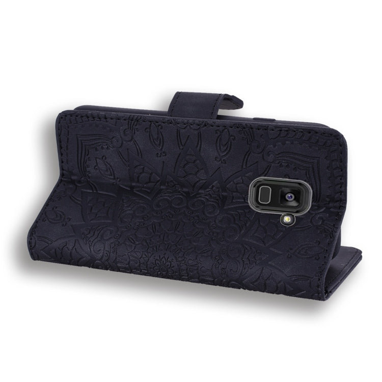 For Galaxy A5 (2018) / A8 (2018) Calf Pattern Diamond Mandala Double Folding Design Embossed Leather Case with Wallet & Holder & Card Slots