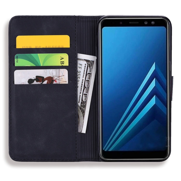 For Galaxy A5 (2018) / A8 (2018) Calf Pattern Diamond Mandala Double Folding Design Embossed Leather Case with Wallet & Holder & Card Slots