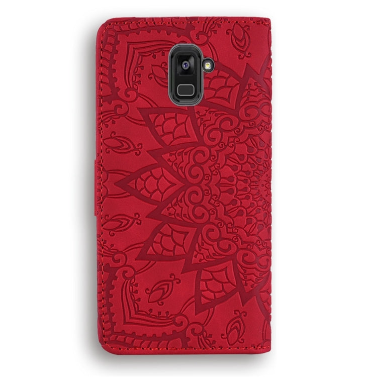 For Galaxy A5 (2018) / A8 (2018) Calf Pattern Diamond Mandala Double Folding Design Embossed Leather Case with Wallet & Holder & Card Slots