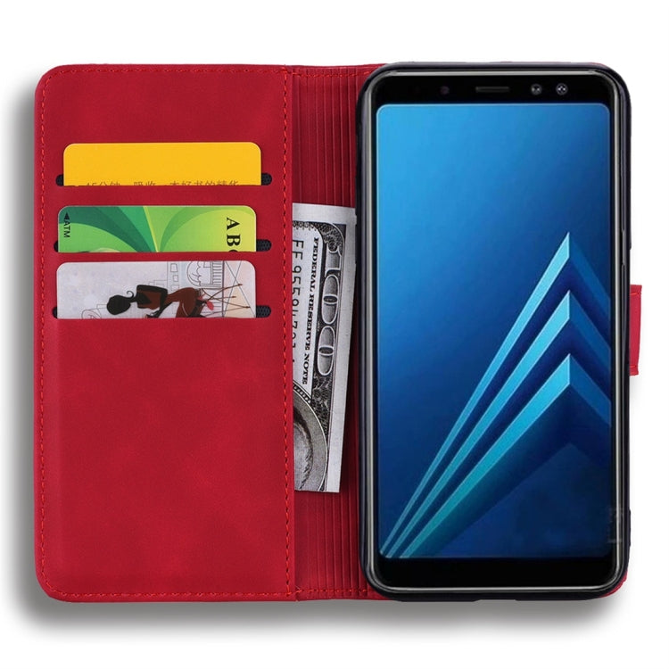 For Galaxy A5 (2018) / A8 (2018) Calf Pattern Diamond Mandala Double Folding Design Embossed Leather Case with Wallet & Holder & Card Slots