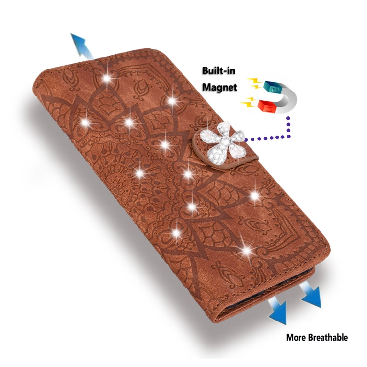 For Galaxy A5 (2018) / A8 (2018) Calf Pattern Diamond Mandala Double Folding Design Embossed Leather Case with Wallet & Holder & Card Slots