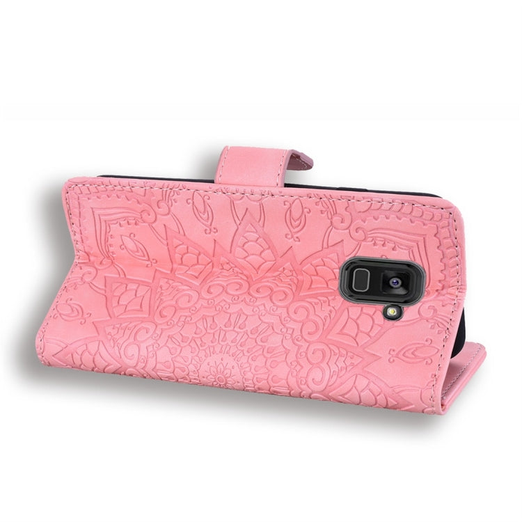 For Galaxy A5 (2018) / A8 (2018) Calf Pattern Diamond Mandala Double Folding Design Embossed Leather Case with Wallet & Holder & Card Slots