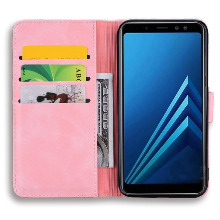 For Galaxy A5 (2018) / A8 (2018) Calf Pattern Diamond Mandala Double Folding Design Embossed Leather Case with Wallet & Holder & Card Slots