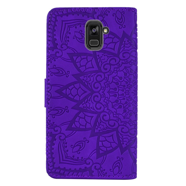 For Galaxy A5 (2018) / A8 (2018) Calf Pattern Diamond Mandala Double Folding Design Embossed Leather Case with Wallet & Holder & Card Slots