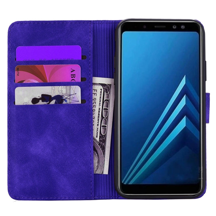 For Galaxy A5 (2018) / A8 (2018) Calf Pattern Diamond Mandala Double Folding Design Embossed Leather Case with Wallet & Holder & Card Slots