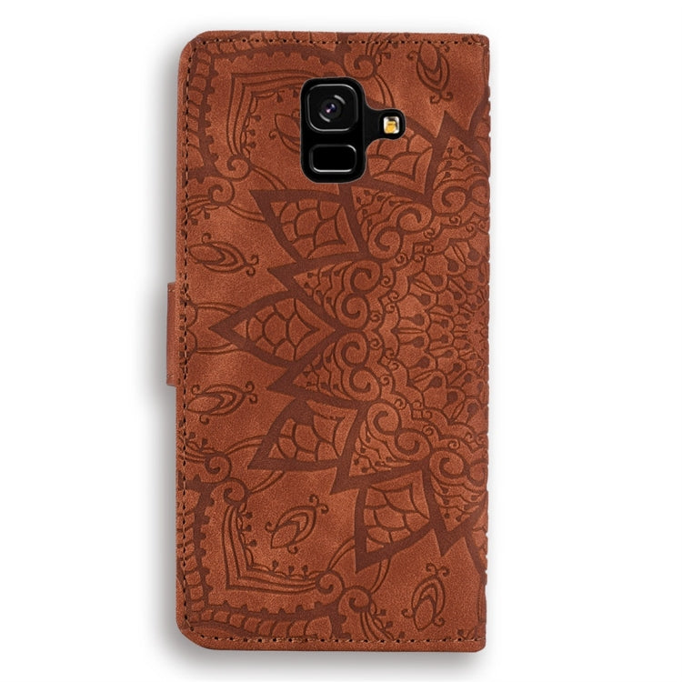 For Galaxy A6 (2018) Calf Pattern Diamond Mandala Double Folding Design Embossed Leather Case with Wallet & Holder & Card Slots