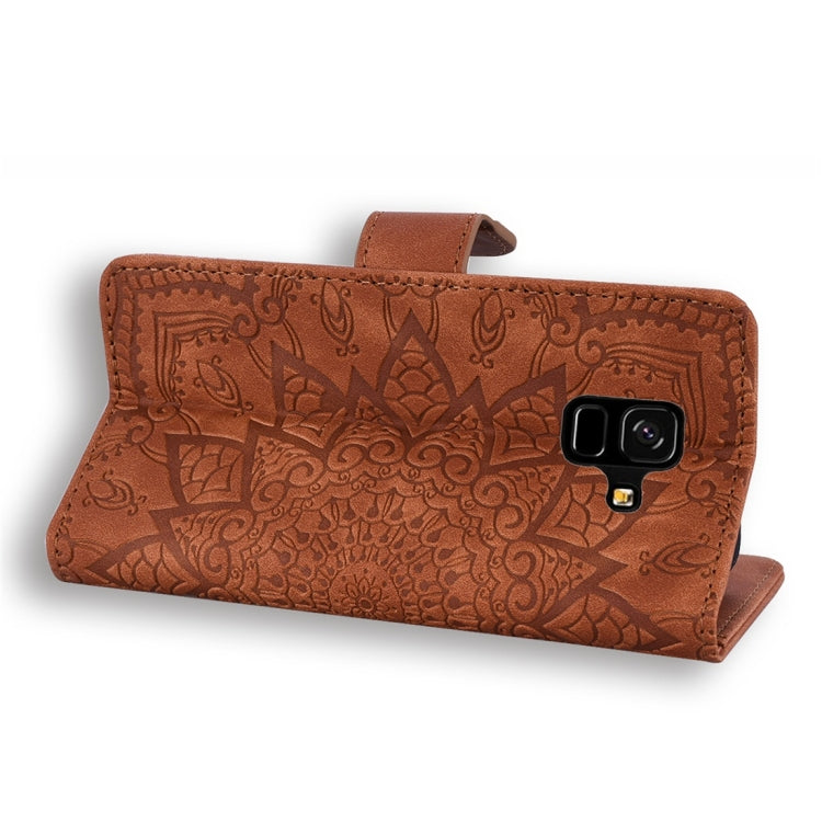 For Galaxy A6 (2018) Calf Pattern Diamond Mandala Double Folding Design Embossed Leather Case with Wallet & Holder & Card Slots
