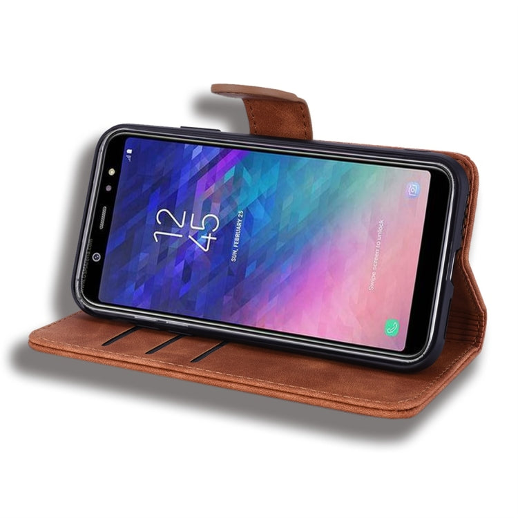 For Galaxy A6 (2018) Calf Pattern Diamond Mandala Double Folding Design Embossed Leather Case with Wallet & Holder & Card Slots