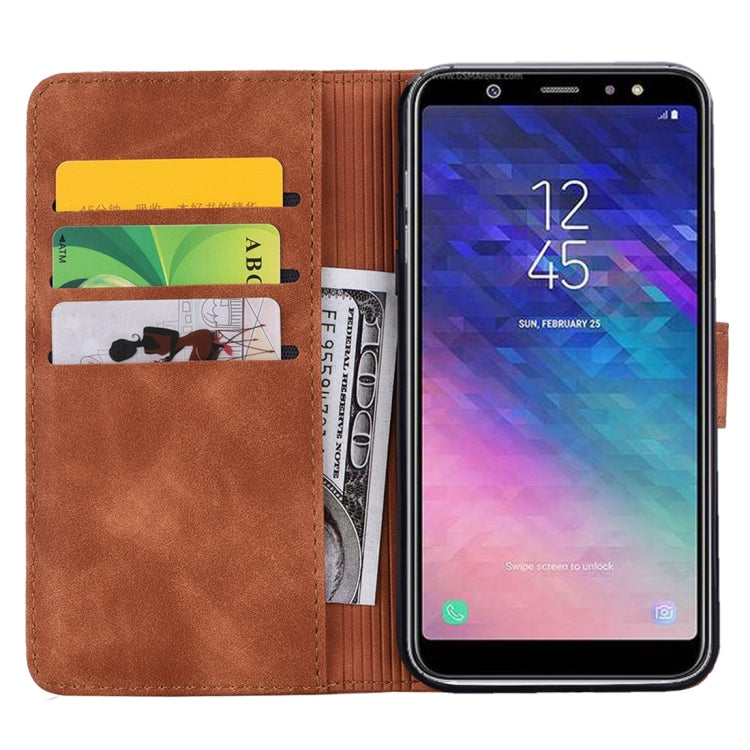 For Galaxy A6 (2018) Calf Pattern Diamond Mandala Double Folding Design Embossed Leather Case with Wallet & Holder & Card Slots