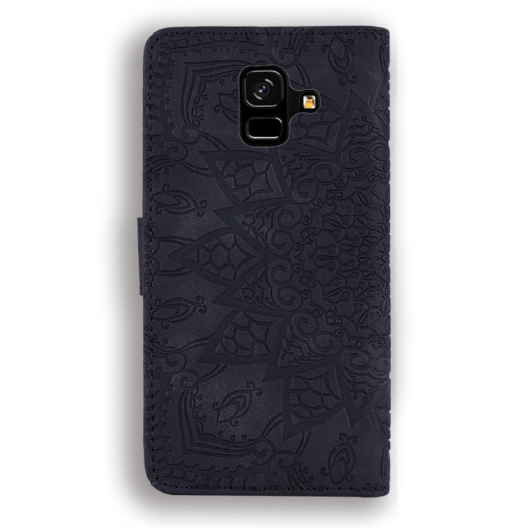 For Galaxy A6 (2018) Calf Pattern Diamond Mandala Double Folding Design Embossed Leather Case with Wallet & Holder & Card Slots