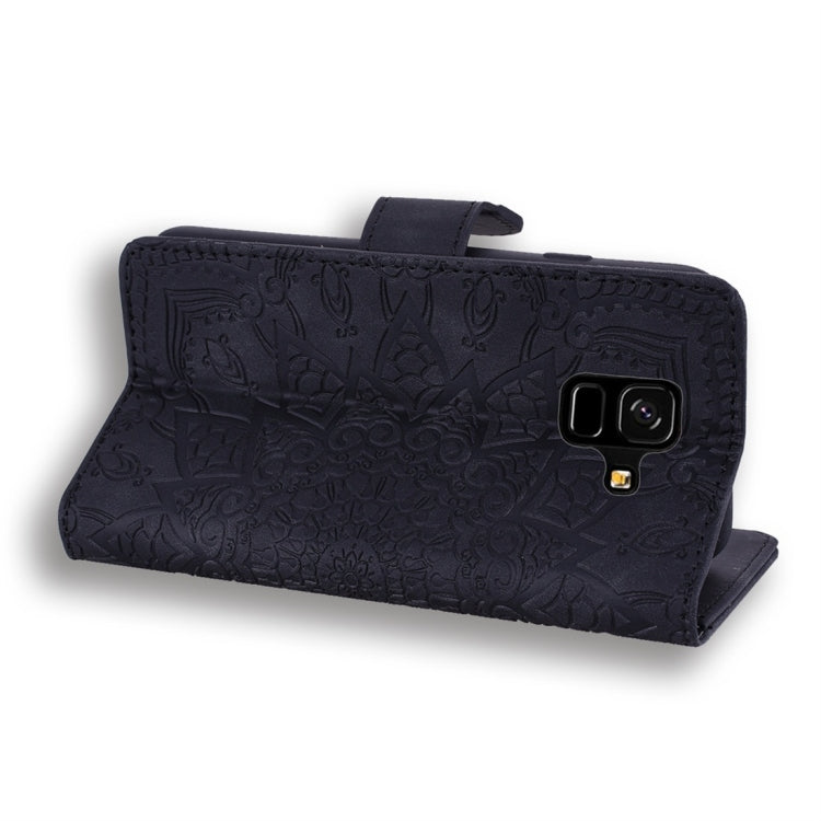 For Galaxy A6 (2018) Calf Pattern Diamond Mandala Double Folding Design Embossed Leather Case with Wallet & Holder & Card Slots