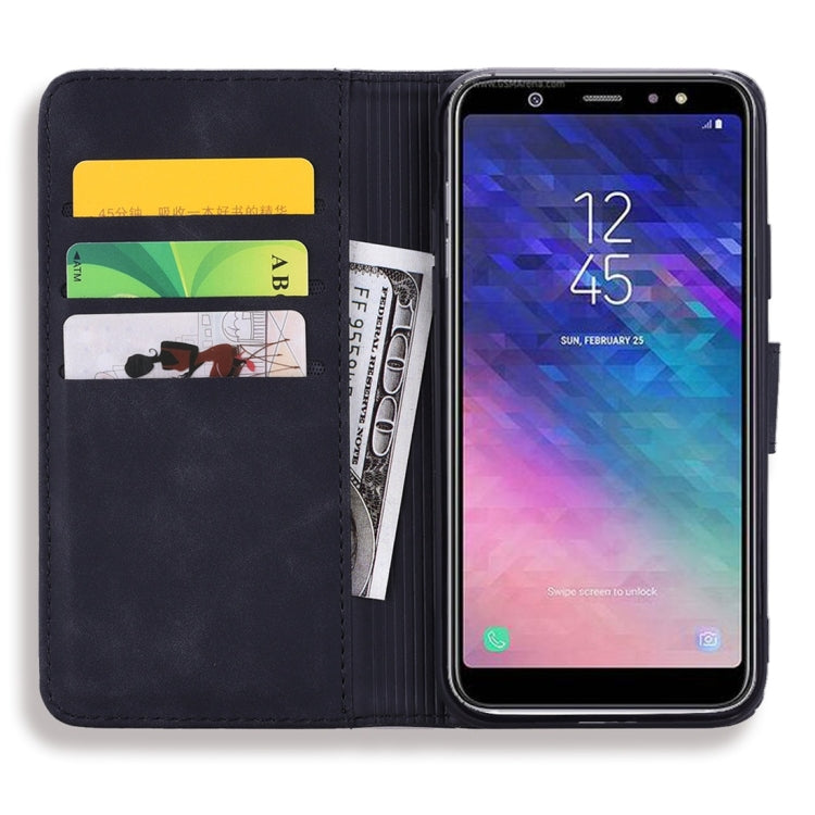 For Galaxy A6 (2018) Calf Pattern Diamond Mandala Double Folding Design Embossed Leather Case with Wallet & Holder & Card Slots