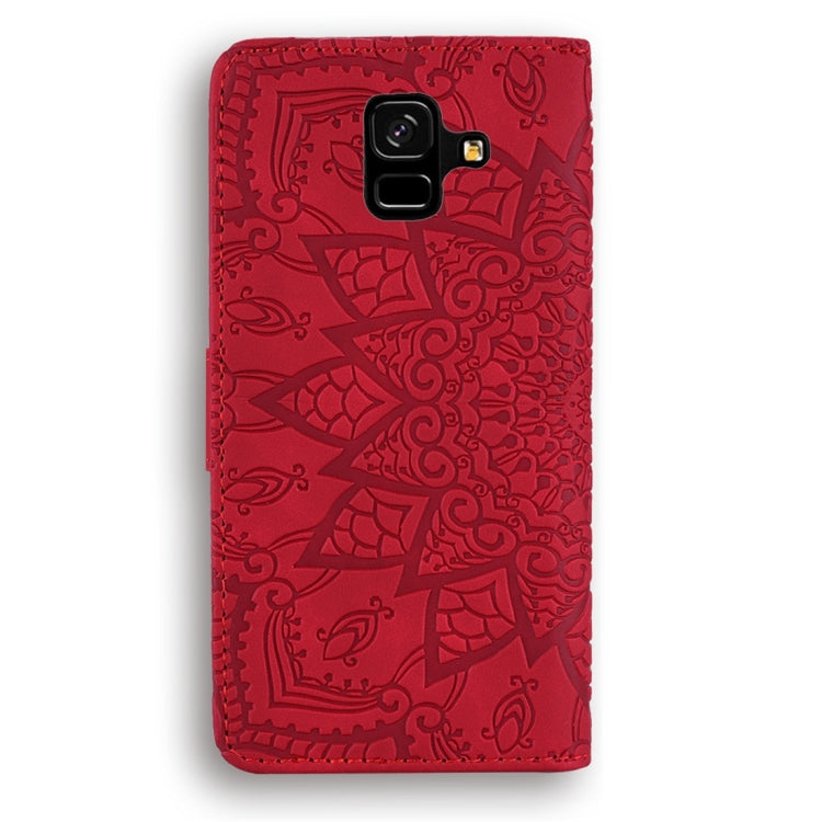 For Galaxy A6 (2018) Calf Pattern Diamond Mandala Double Folding Design Embossed Leather Case with Wallet & Holder & Card Slots