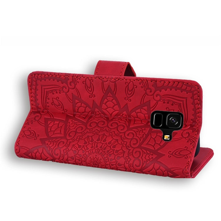 For Galaxy A6 (2018) Calf Pattern Diamond Mandala Double Folding Design Embossed Leather Case with Wallet & Holder & Card Slots