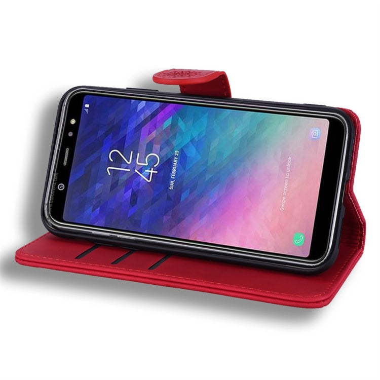 For Galaxy A6 (2018) Calf Pattern Diamond Mandala Double Folding Design Embossed Leather Case with Wallet & Holder & Card Slots
