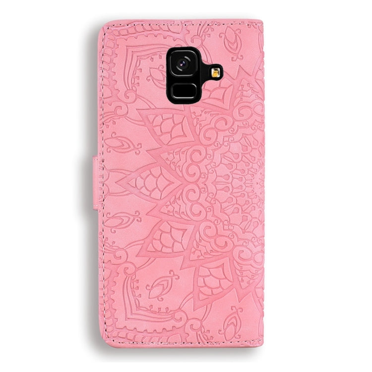 For Galaxy A6 (2018) Calf Pattern Diamond Mandala Double Folding Design Embossed Leather Case with Wallet & Holder & Card Slots