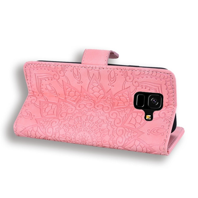 For Galaxy A6 (2018) Calf Pattern Diamond Mandala Double Folding Design Embossed Leather Case with Wallet & Holder & Card Slots