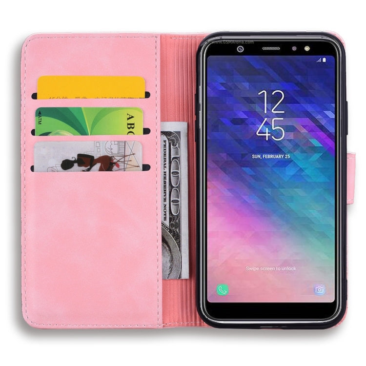 For Galaxy A6 (2018) Calf Pattern Diamond Mandala Double Folding Design Embossed Leather Case with Wallet & Holder & Card Slots