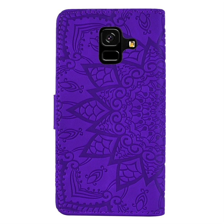 For Galaxy A6 (2018) Calf Pattern Diamond Mandala Double Folding Design Embossed Leather Case with Wallet & Holder & Card Slots