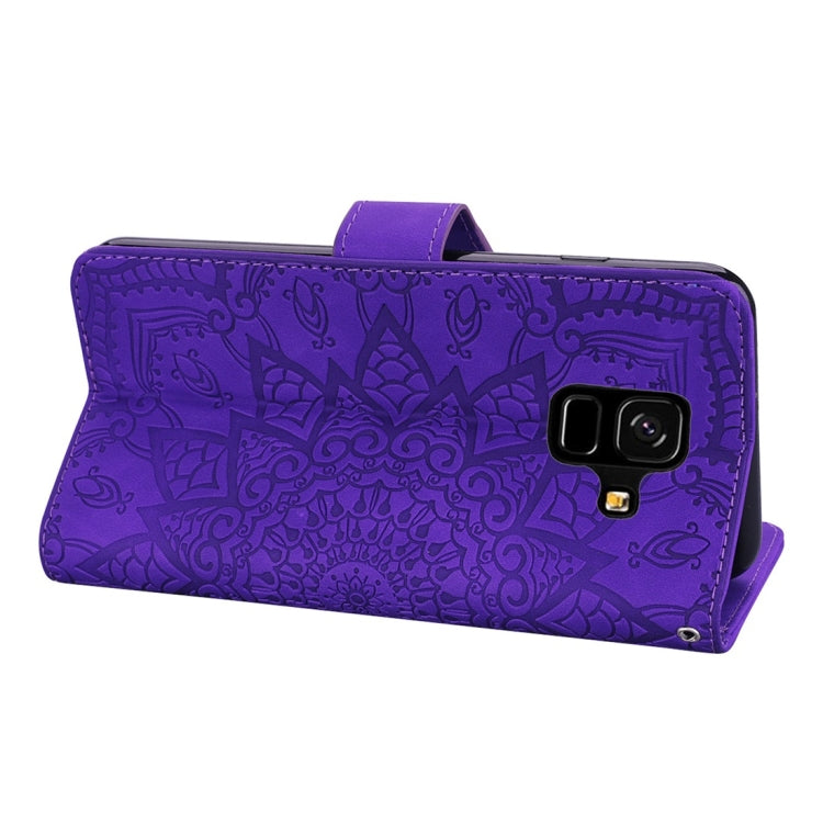 For Galaxy A6 (2018) Calf Pattern Diamond Mandala Double Folding Design Embossed Leather Case with Wallet & Holder & Card Slots