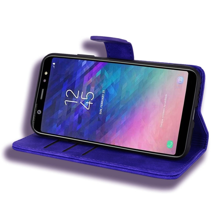 For Galaxy A6 (2018) Calf Pattern Diamond Mandala Double Folding Design Embossed Leather Case with Wallet & Holder & Card Slots