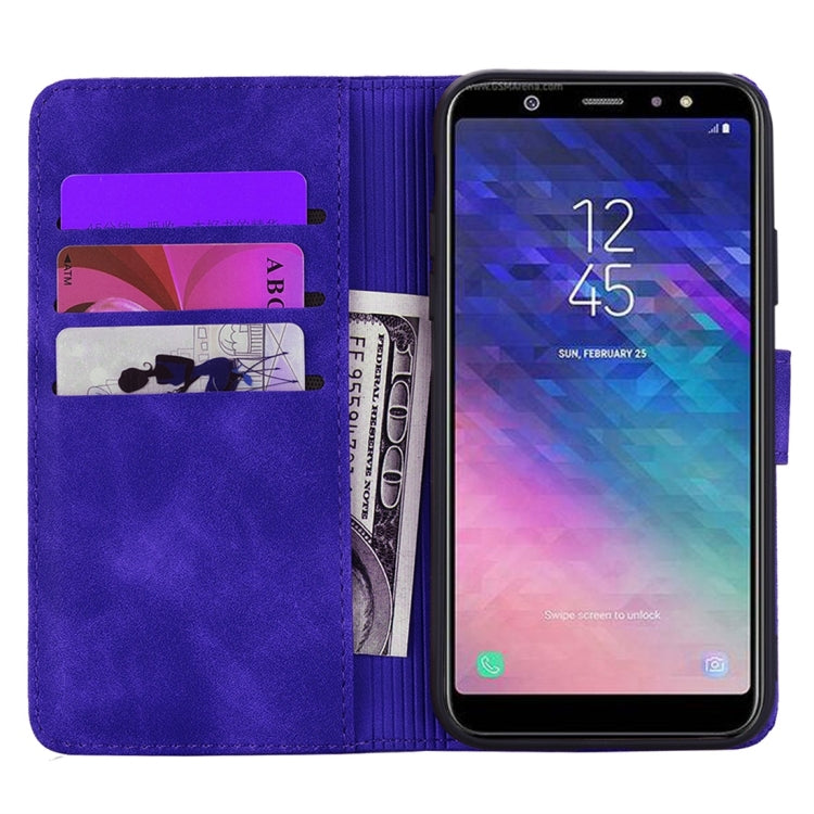 For Galaxy A6 (2018) Calf Pattern Diamond Mandala Double Folding Design Embossed Leather Case with Wallet & Holder & Card Slots