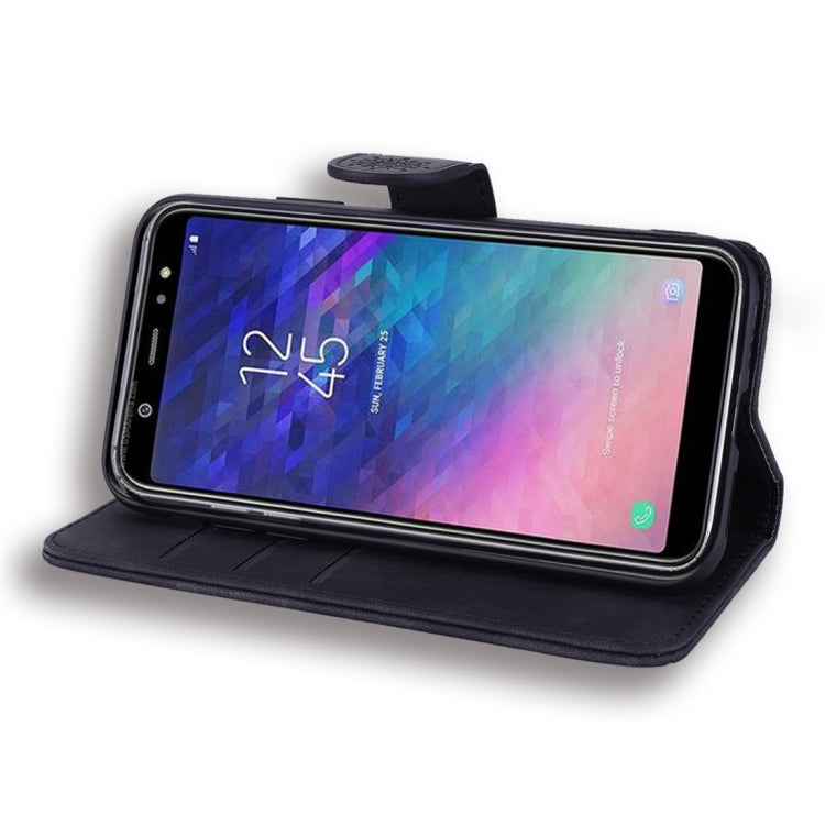 For Galaxy A6+ (2018) / J8 (2018) Calf Pattern Diamond Mandala Double Folding Design Embossed Leather Case with Wallet & Holder & Card Slots