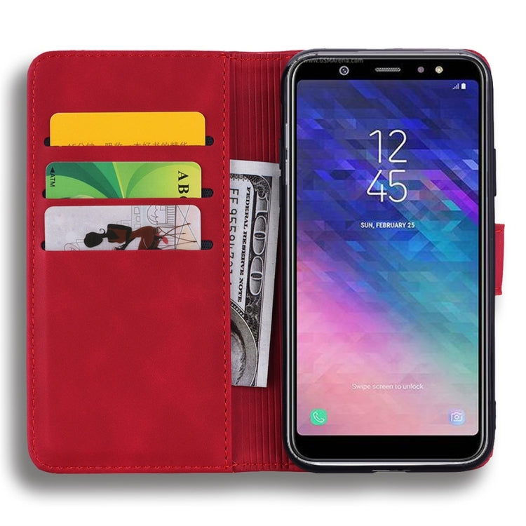 For Galaxy A6+ (2018) / J8 (2018) Calf Pattern Diamond Mandala Double Folding Design Embossed Leather Case with Wallet & Holder & Card Slots