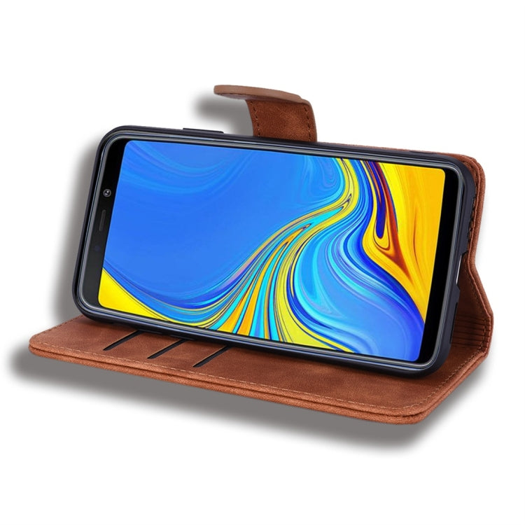For Galaxy A9 (2018) Calf Pattern Diamond Mandala Double Folding Design Embossed Leather Case with Wallet & Holder & Card Slots