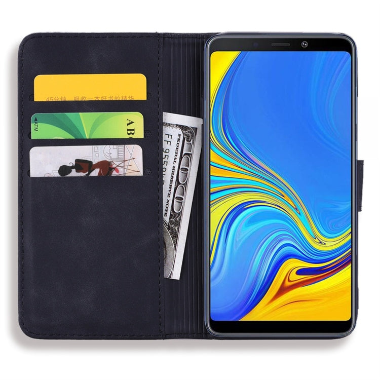 For Galaxy A9 (2018) Calf Pattern Diamond Mandala Double Folding Design Embossed Leather Case with Wallet & Holder & Card Slots