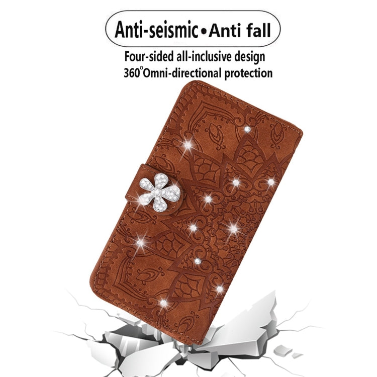 For Galaxy A9 (2018) Calf Pattern Diamond Mandala Double Folding Design Embossed Leather Case with Wallet & Holder & Card Slots