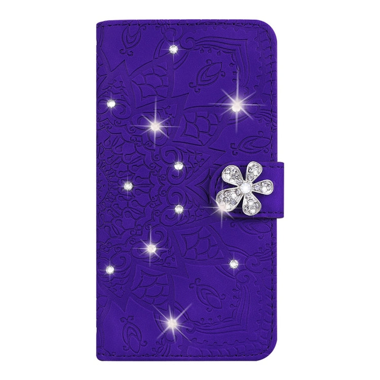 For Galaxy A9 (2018) Calf Pattern Diamond Mandala Double Folding Design Embossed Leather Case with Wallet & Holder & Card Slots